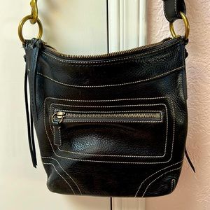 Coach black leather crossbody purse